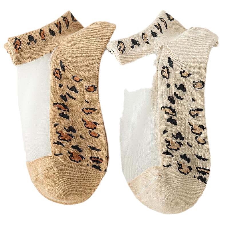 Женские сексуальные шелковые носки с леопардовым принтом