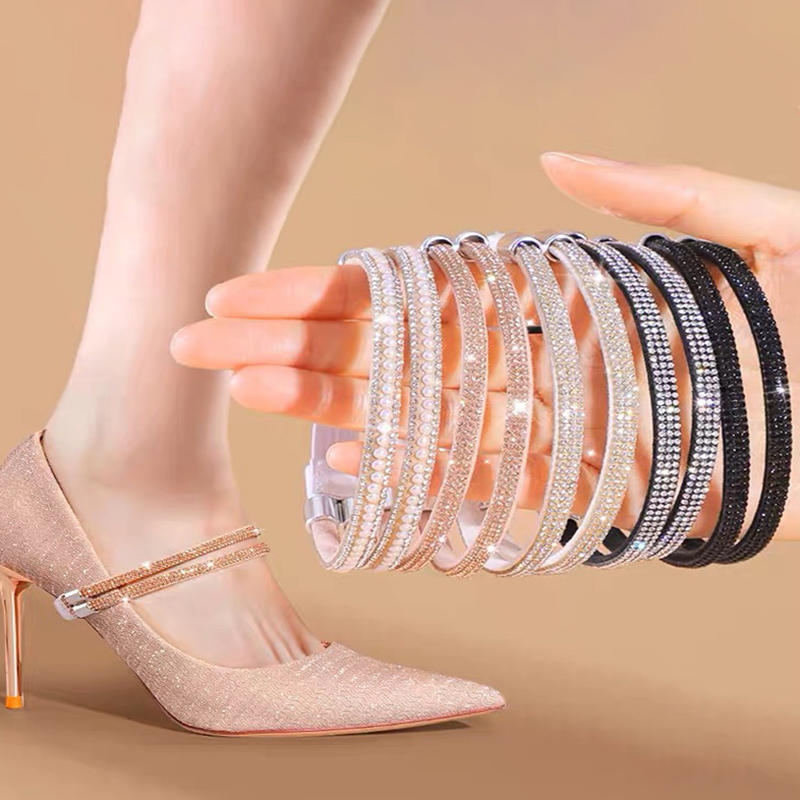 Женский ремень для обуви Стразы Высокие каблуки Шнурки Бесплатный треугольный пучок Фиксация на щиколотке Свободная Противоскользящая Пучок Шнурки Завязки Ленты