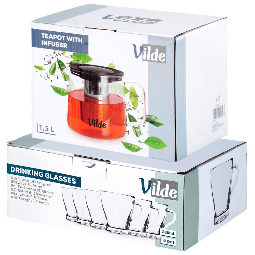 Coffee And Tea Glasses With Jug And Infuser 250 Ml / 1.5 L, 7 Pcs.