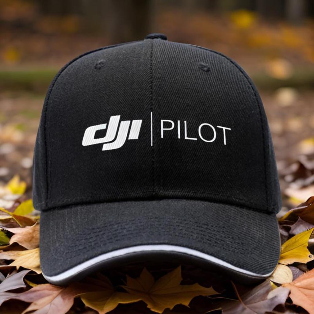 Стильная 1 DJI Пилот Стильная Печатная Регулируемая Кепка Водителя Грузовика Унисекс Черная Кепка с Белым Текстом Удобная для Пеших Путешествий