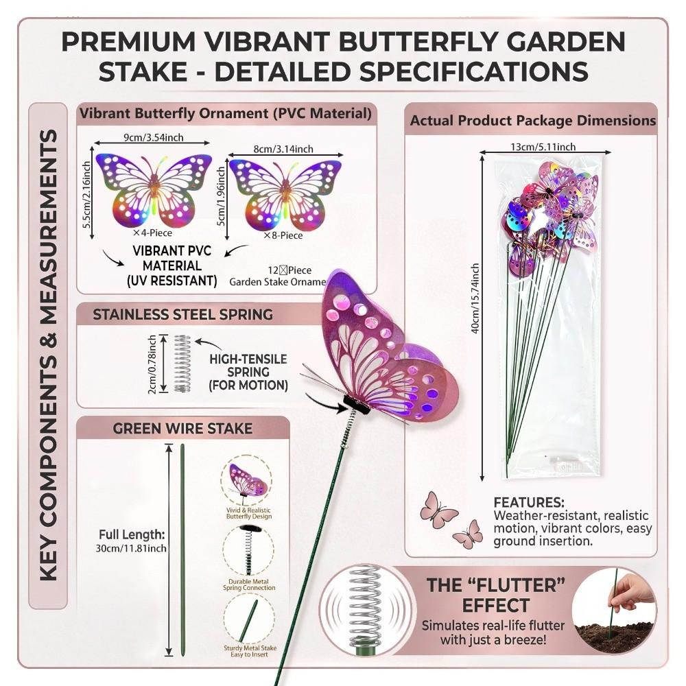 Colorful Butterfly Stakes Plant Plug Artificial Butterfly Decorative Pile Courtyard Flower Pots