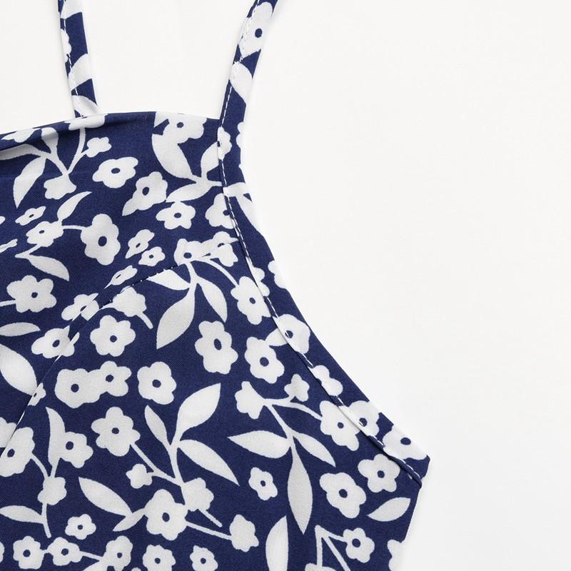 Новое летнее женское платье без рукавов с v-образным вырезом и высокой талией и цветочным принтом, размер S-XL