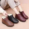 Shoes Cotton Shoes Medium Winter Warm Non-slip Soft-soled Short Boots Middle-aged and Elderly Women's Shoes Velvet Elderly Leather Shoes