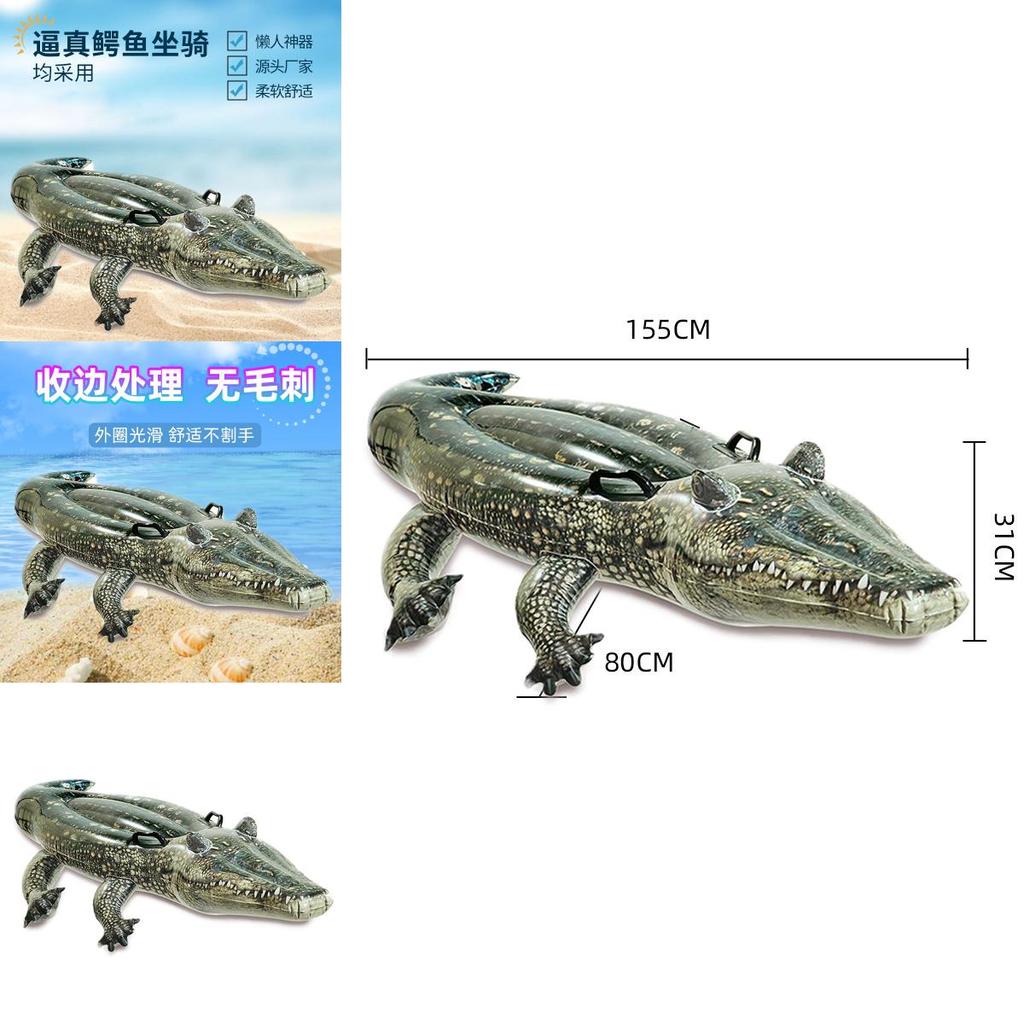 Большой надувной крокодил для плавания, надувной матрас для детей, зеленый ПВХ, кольцо-сиденье для серфинга, 155x80x31 см