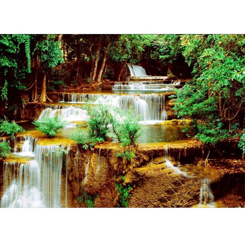 DIY Водопад 5D Алмазная картина Полный круглый дрель Пейзаж Дерево Алмазная вышивка Крестом Мозаика Домашний декор