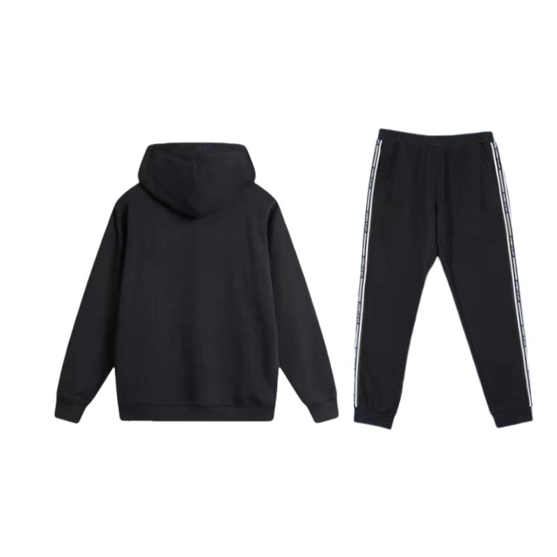 Li-Ning Буквенный Свободный Худи Пуловер Длинный Рукав Флис Удобный Дышащий Манжетный Теплые Спортивные Штаны Повседневный Спортивный Костюм AWDU673-3+YKLU333-1