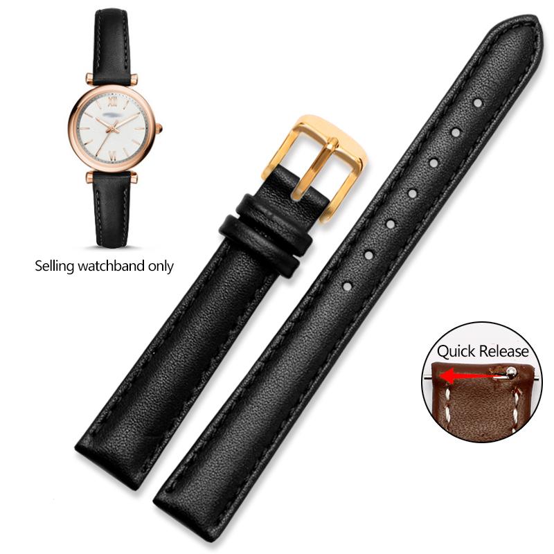 Ремешок для часов из натуральной кожи для Casio Citizen Fossil Однотонный ремешок для часов Folli Женский браслет Синий Розовый Коричневый 14 мм 16 мм 18 мм 20 мм
