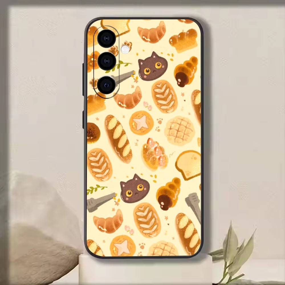 Yellow bread   Phone Case Black Silicone Soft For Samsung Galaxy A73,A72,A71,A70,A53,A52,A51