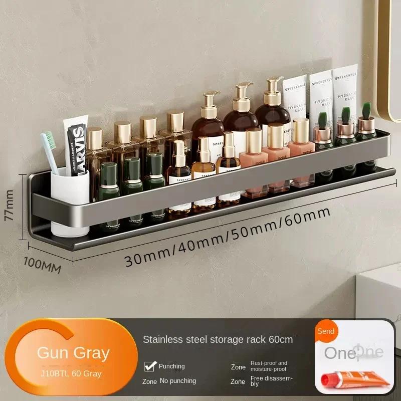 Полка для ванной комнаты без сверления, органайзер для косметики, полка для хранения шампуня, стеллаж для хранения на кухне, органайзер для ванной комнаты, аксессуары