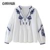 Весна и осень женская рубашка больших размеров уличная мода повседневная вышитая бисером топ с длинным рукавом