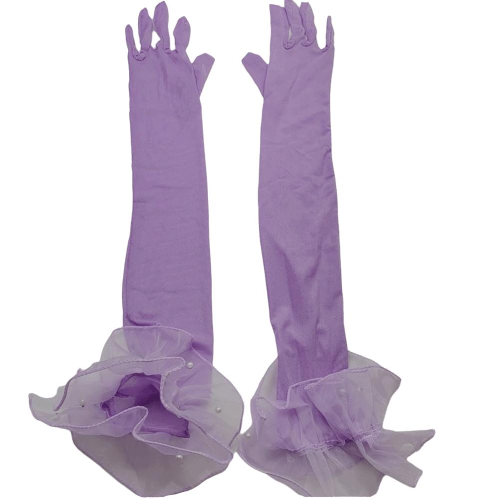 Wedding Dress Women Long Mittens Elastic Bridal Mesh Gloves Solid Lace Sleeves Gloves Outdoor