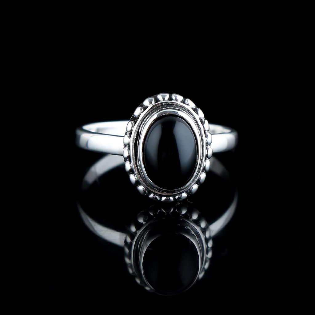 Кольцо с черным ониксом из цельного серебра 925 пробы для женщин, эффектное кольцо, подарок на годовщину