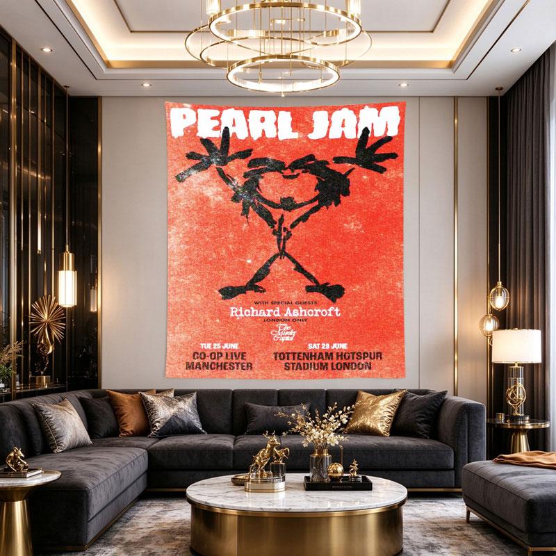 Pearl Jam Stick Figure Red Grunge Concert Tour Poster