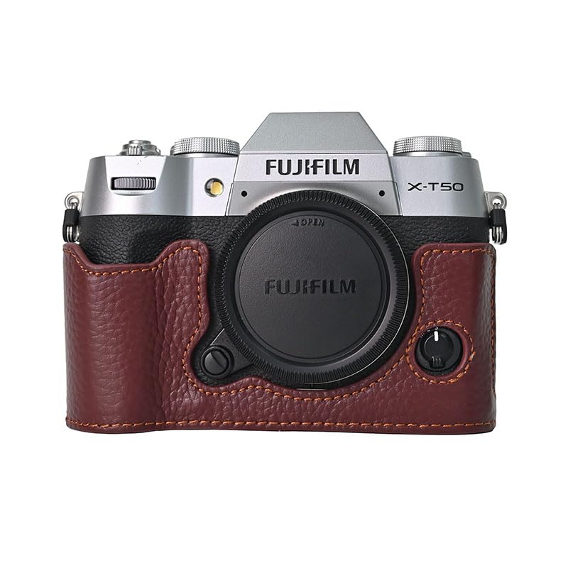 Чехол для камеры SIUTATDSH из серебристой коровьей кожи, подходит для Fujifilm Fuji XT50, чехол-вкладыш для камеры, шокирующий штатив, держатель для аккумулятора X-T50,