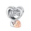 Copper Heart Shaped Warm Family Mom Charm Beads Fit Original Bracelets Fine Diy Mother'S Day Jewelry Gifts