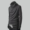 Мужская осенняя однотонная футболка Slim Fit с высоким воротником и длинными рукавами