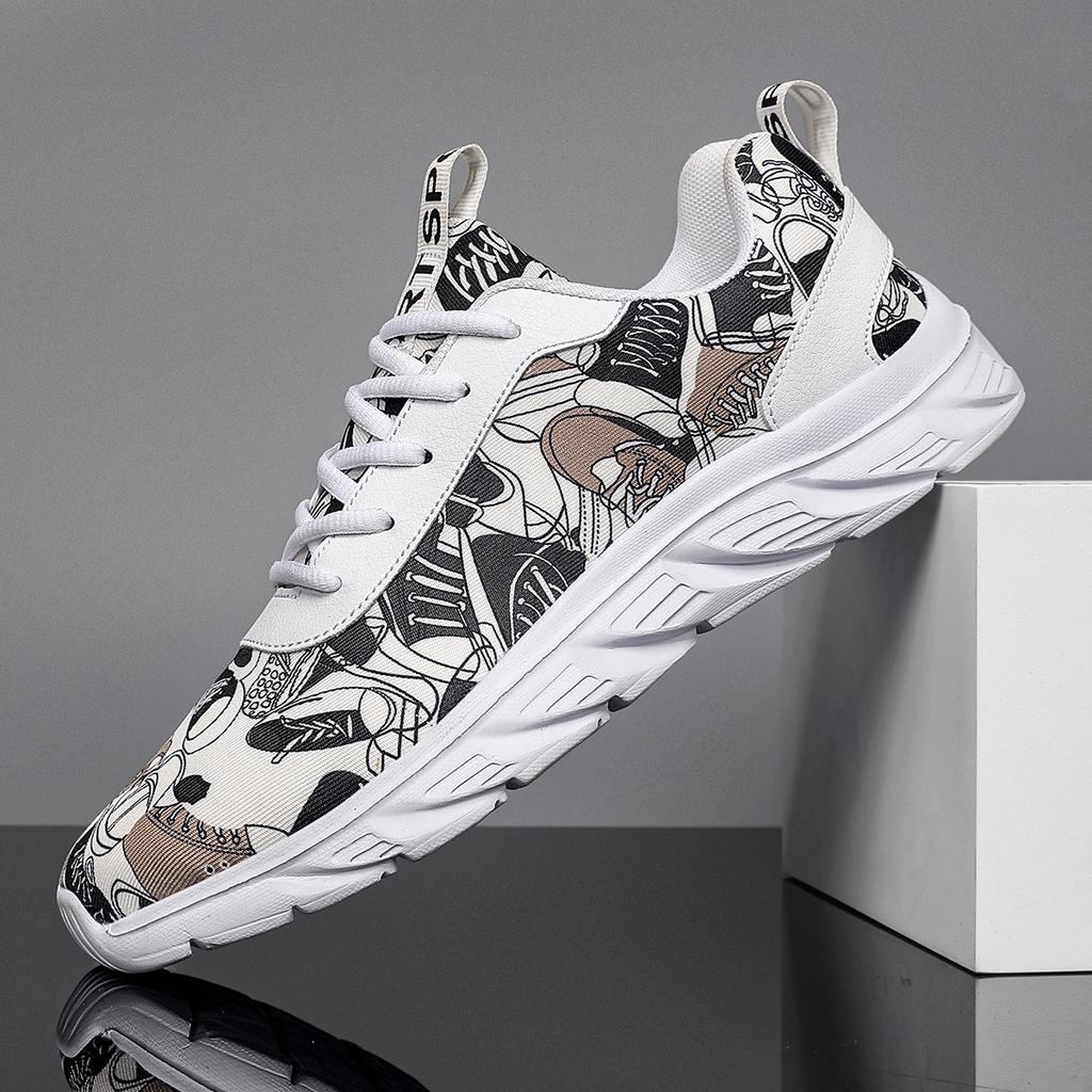 TUINANLE Мужские кроссовки, легкая повседневная обувь, кроссовки для бега с граффити, большие размеры 39-48, дышащая прогулочная мужская обувь