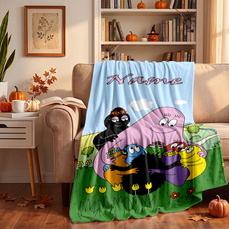 Barbapapa Custom Flannel Blankets Soft Warm Cozy Throws for Home Decor Holiday Gifts