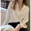 White Shirt Chiffon Women's Plus Size Spring and Autumn Korean Version Design Sense Loose Professional Suit Underlay Chiffon Shirt