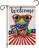 Spring Summer Garden Ag 12x18 Inch Patriotic Highland Cow American Ag Oral Farm Animal Design Outdoor Yard Porch Lawn GGO