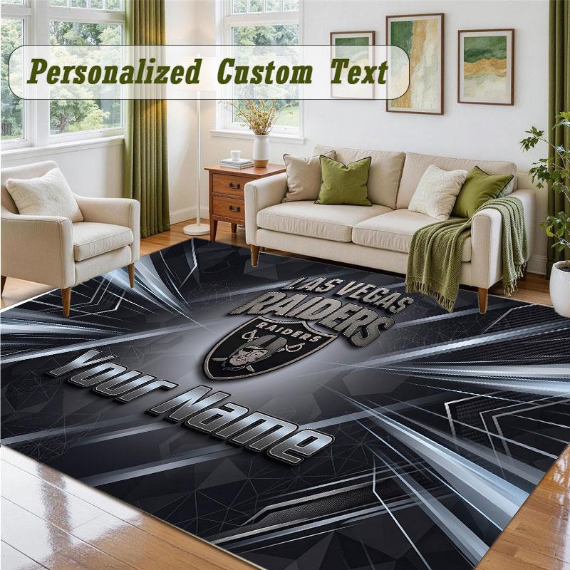 Crystal Velvet Square Rug Custom NameLas Vegas Raiders Pattern Non Slip Home Floor Decor Rug