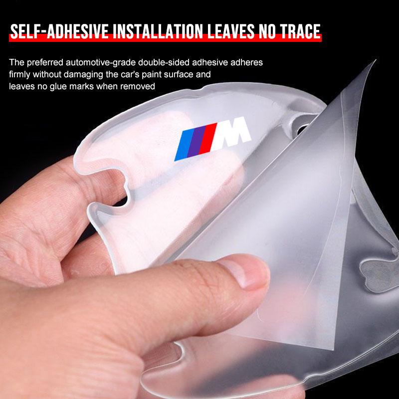 4PCS Transparent M LOGO Car Door Anti-collision Protector Bumper Strip Sticker For BMW X7 X3 X4 X5 X6 3 4 5 6 7 Series Z4 M M3 M5 M6 E38 E39 E46 E53