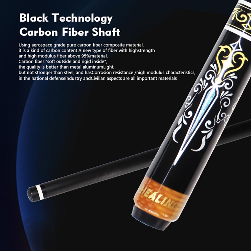 Кий для бильярда KHEALING Carbon T 700 из углеродного волокна, 58 дюймов, с 12 соединениями, ручной работы, прямой, подходит для игры в «восьмерку» и «девятку» (19-20),