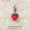 Fashion Women Heart With Red Stone Pendant Charm 925 Silver Fine Jewelry Autumn Romantic Gift For Girls