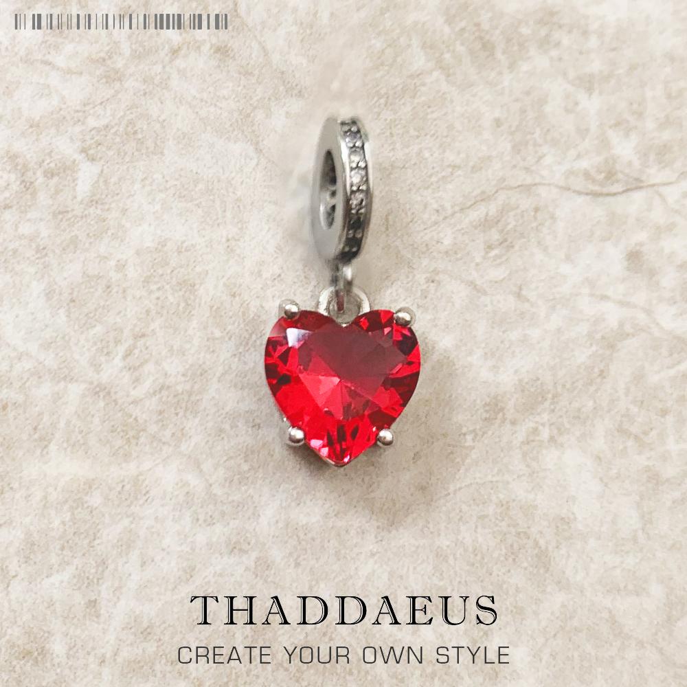 Fashion Women Heart With Red Stone Pendant Charm 925 Silver Fine Jewelry Autumn Romantic Gift For Girls