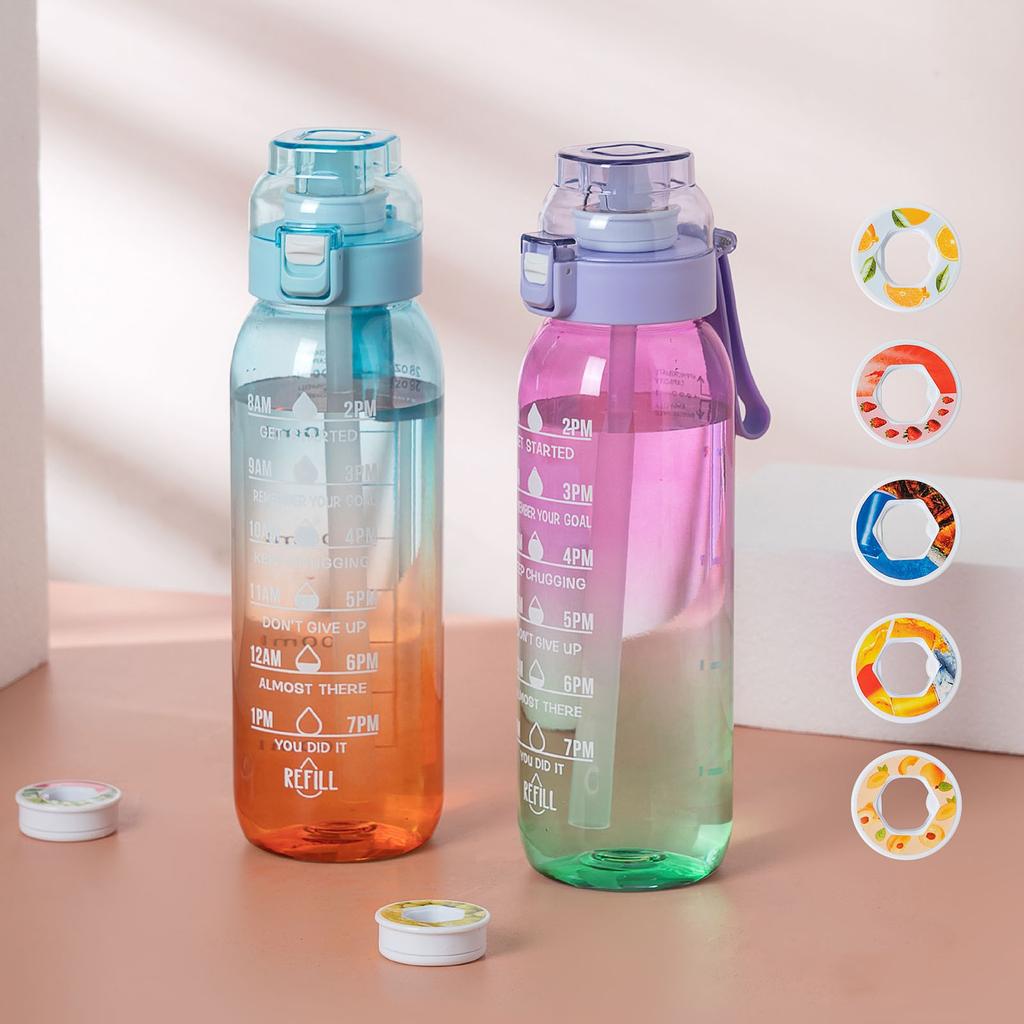 1000ml Bottle, Update Water Bottle Up Set With 8 Capsules Drinking Straw, Outdoor Water Bottle