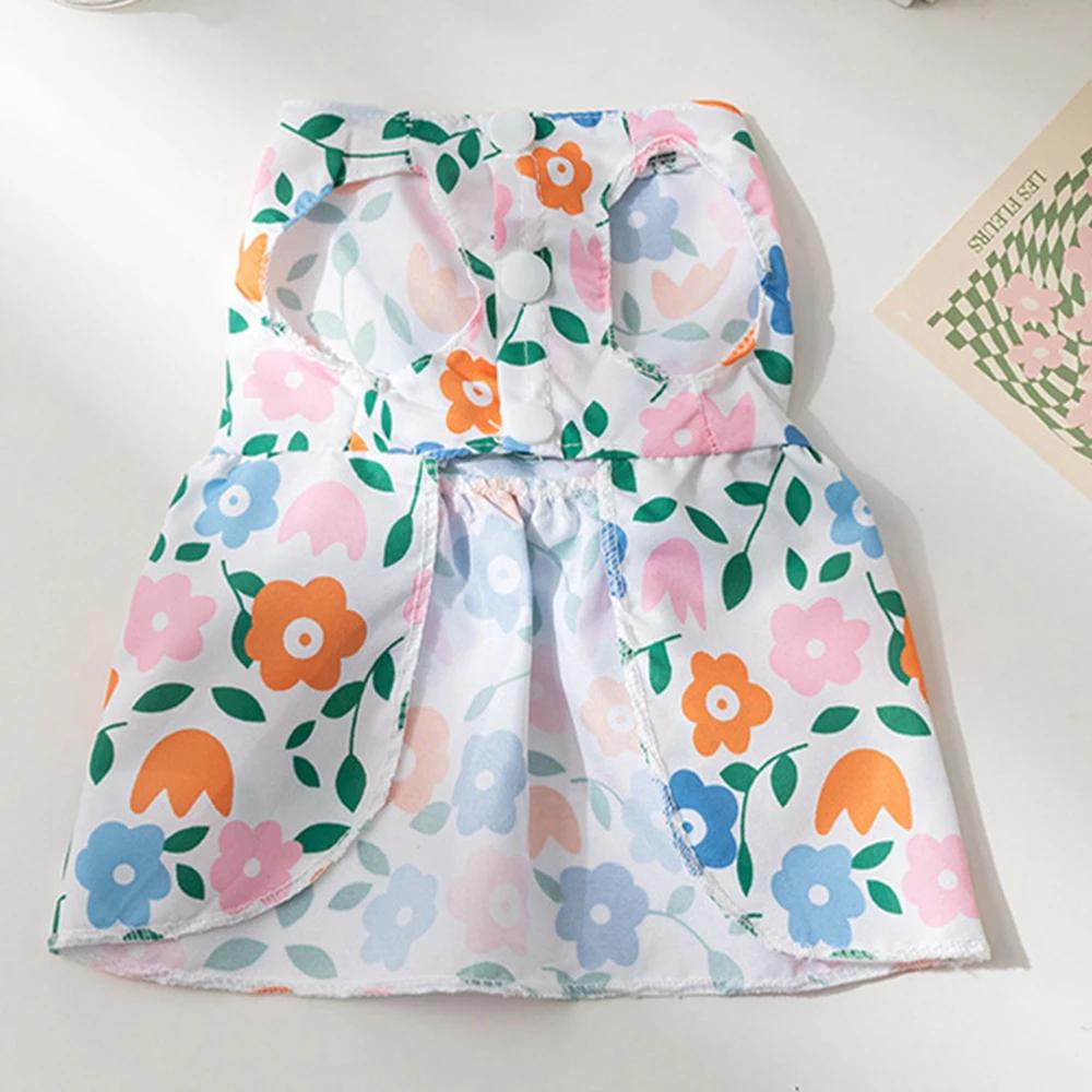 Cute Bow Pet Cat Dress Skirt Summer Flower Print Dog Dresses for Small Dogs Poodle Puppy mascotas Clothes vestidos para perritas