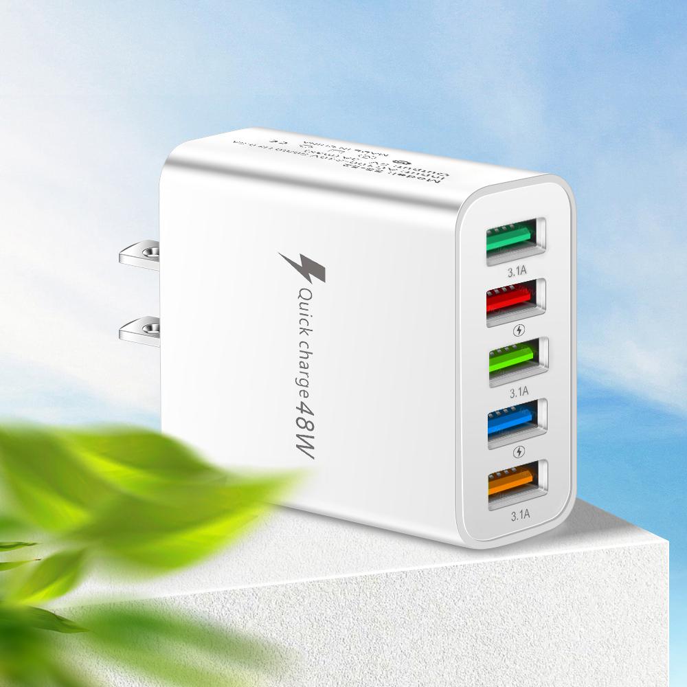 48W Multi-port USB Charger Quick Charge 3.0 Adapter Fast Charging Wall Charger For iPhone 17 Xiaomi Huawei Samsung Mobile Phone