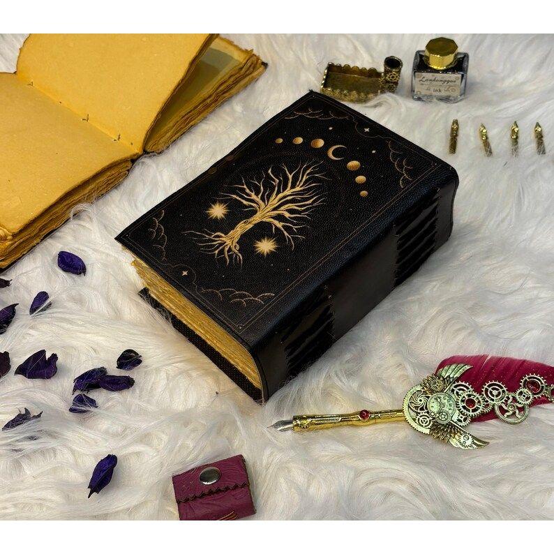 Tree of Life Journal | Moon Phases Lock Diary | Vintage Witchy Notebook | Grimoire for Witches | Gift for Writers & Dreamers