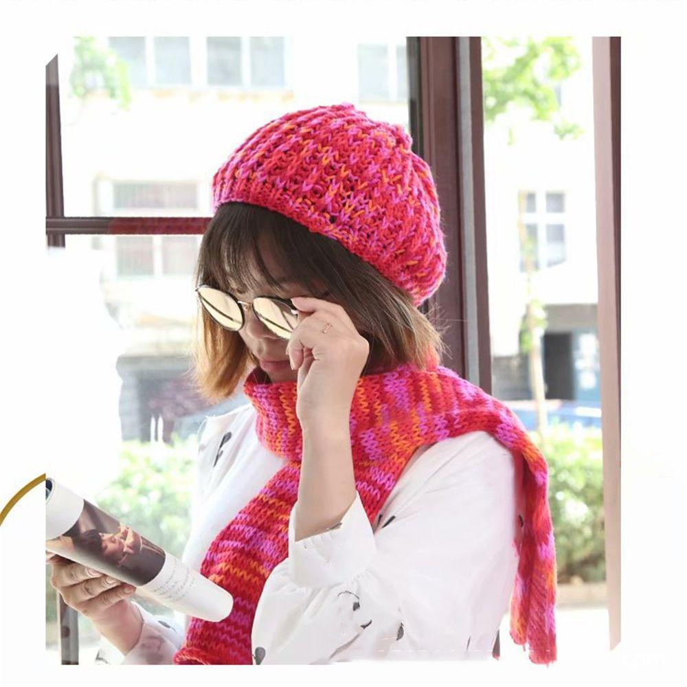 Шапка 6 прядей радужного цвета ручной вязки DIY крючком хлопковая пряжа молочный хлопок мягкая шерсть