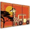 Three Piece Picture Canvas Print Giraffe