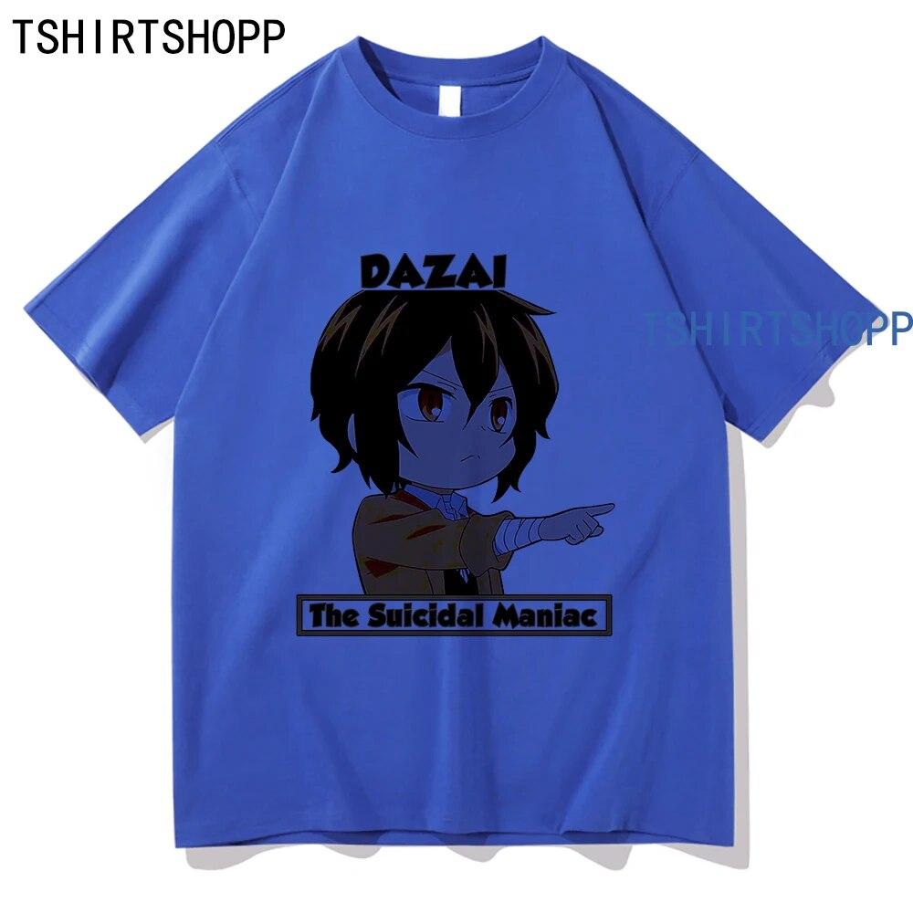 Футболки Osamu DAZAI, футболка с аниме Bungo Stray Dogs, одежда унисекс, повседневная хлопковая летняя футболка Harajuku Kawaii, футболки с героями мультфильмов унисекс