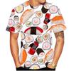 Salmon Fillet Sushi T-Shirts Funny Food Graphic 3D Print Men's Casual Short Sleeve T-shirts - Soft Medium Stretch Fabric Summer Relaxed Fit Clothing