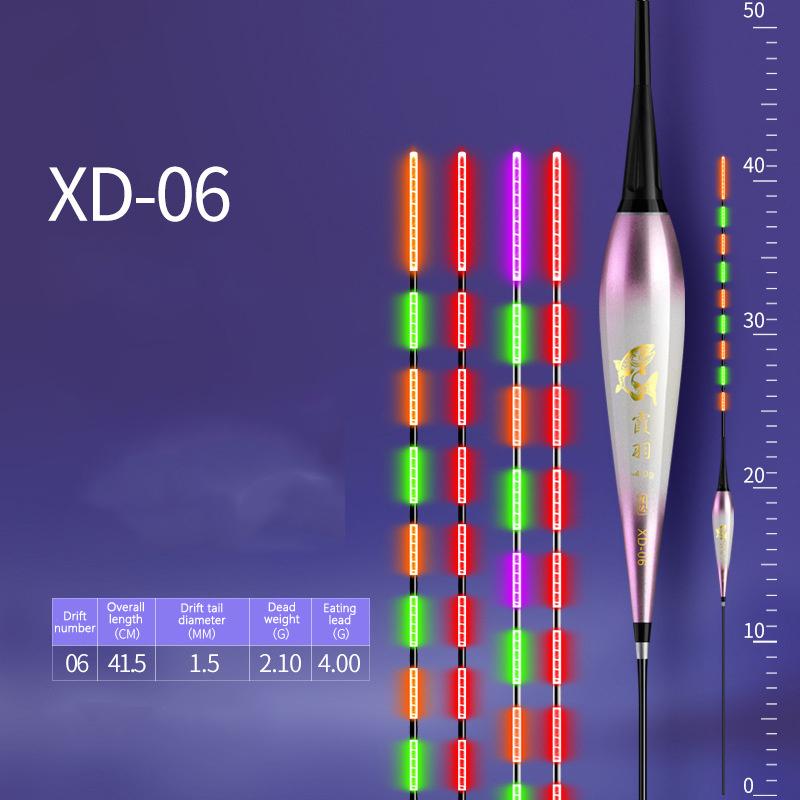 Smart Led Fishing Float 2Light Highly Sensitive Remind Buoy Gravity Sensor Glowing Electric Night Fishing Long Tail Float