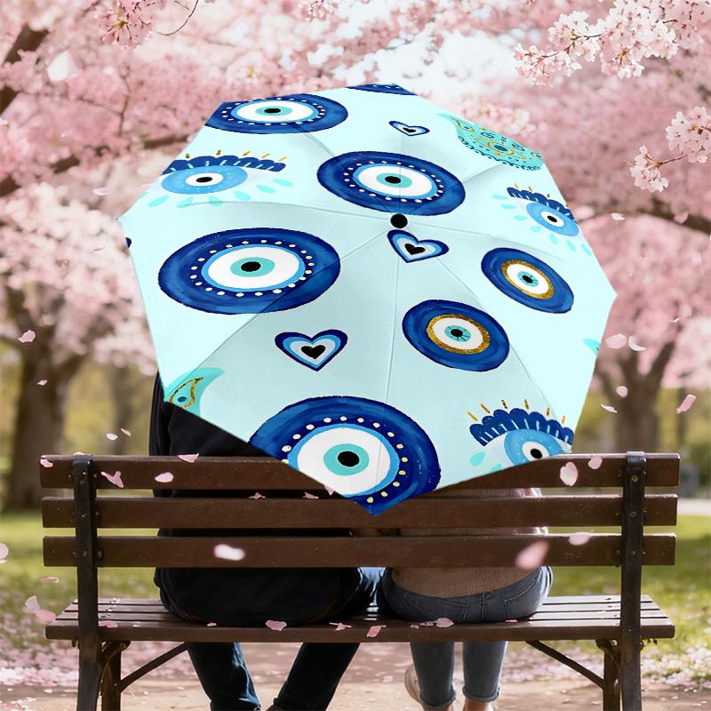 1PC evil eye hamsa Umbrella-8-Rib Reinforced, Automatic Open, Lightweight & Durable, Fashion Accessory for Outdoor, J0328