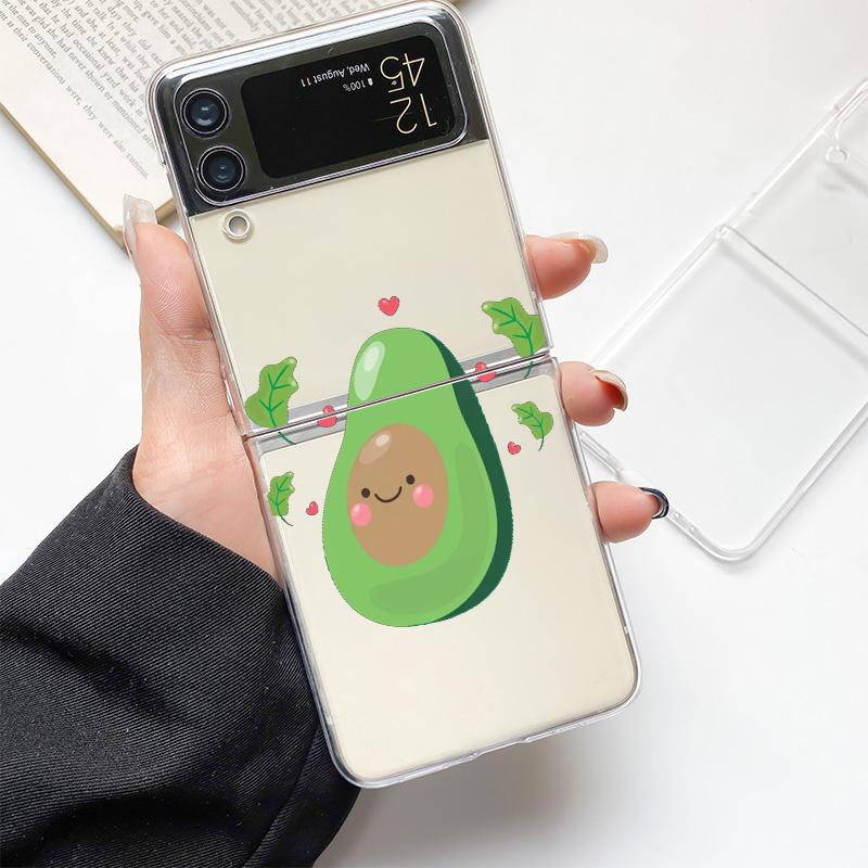Милый Авокадо Детский Йога Модный Чехол для Телефона для Samsung Galaxy Z Flip 3 4 5 6 7 Жесткий Складной Z Flip4 ПК Чехол Защита Подарок