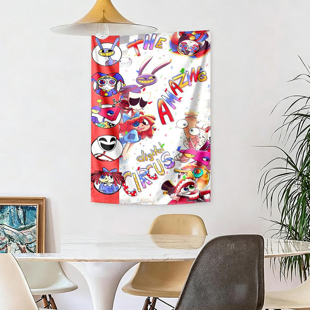 Digital Circus Game Style Wall Decor Tapestry Art For Pet Memorial Birthdaywedding Party Backdrop Family Gift