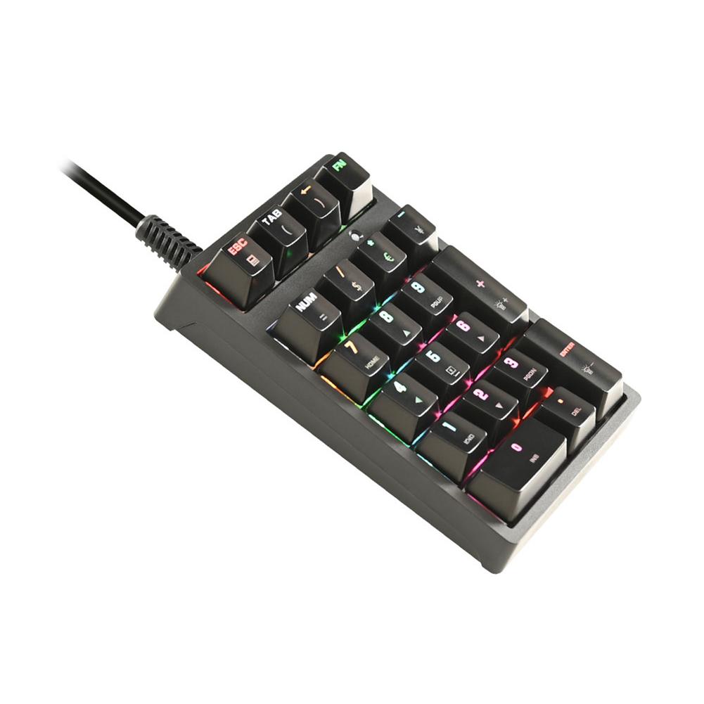 21-клавишная цифровая клавиатура, проводная, эргономичная, с RGB-подсветкой, механическая, колпачки клавиш, чувствительные, для настольного компьютера, ноутбука, для офиса, бизнеса