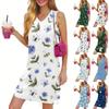 V-Neck Summer Casual Beach Dress For Women Vacation Women's Sleeveless Sundress With Split