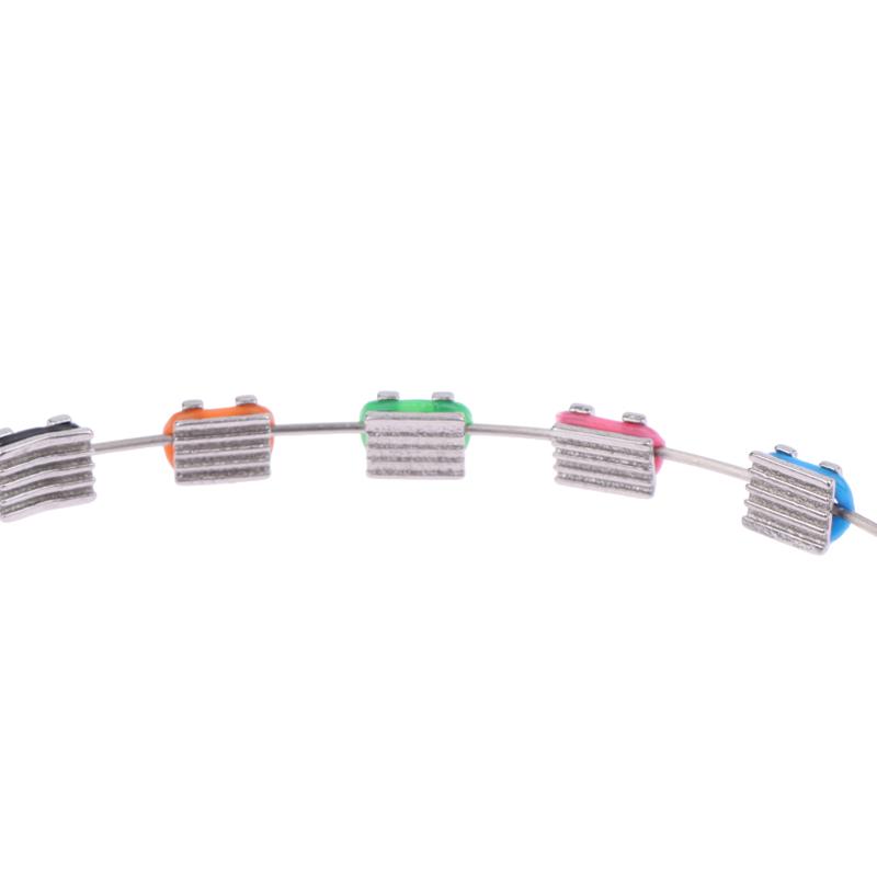 1 пара временных украшений для зубов с металлической проволокой, цветные металлические скобки и ортодонтические лигатуры, стоматологические украшения