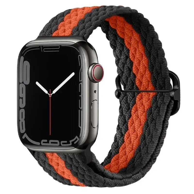 Нейлоновый ремешок для Apple Watch Ultra 2 49 мм 40 мм 44 мм 41 мм 38 45 мм Эластичный плетеный браслет-петля для iWatch Series 9 8 7 6 SE 5 4