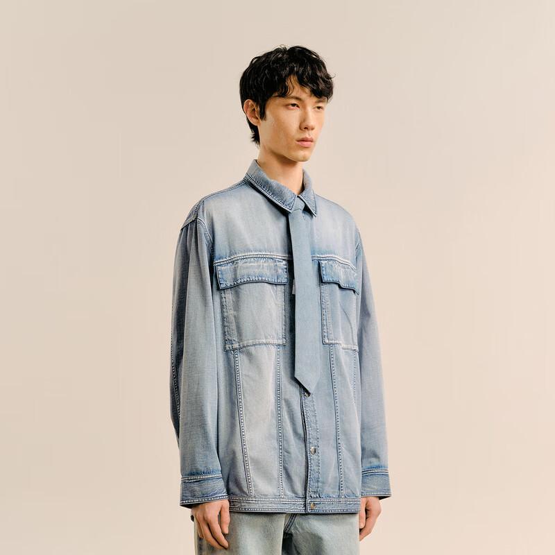 Croquis Men's 2024 Autumn Loose Fit Shirt Collar Long Sleeve Jacket