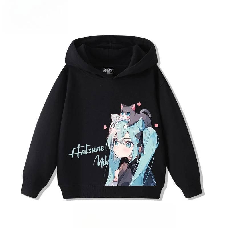 Хатсуне Мику MIKU 2025 Взрыв Трендов Мультяшный Принт Детская Худи .Для Мальчиков и Девочек Осень Зима Универсальные Топы