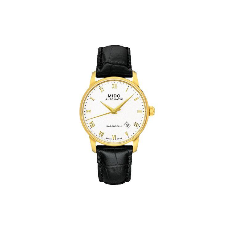 Mido Belem Celli Automatic Mechanical Movement 50M Water Resistant Business Minimalist Watch 38Mm White Dial Crocodile Leather Strap M8600.3.26.4