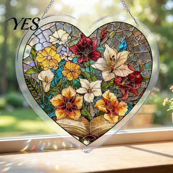 Musical Note Puzzle Piece Suncatcher Pendant, Durable Acrylic Window Hanging, with 3D Pattern, Stained Glass Effect Waterproof Decorative Ornament,