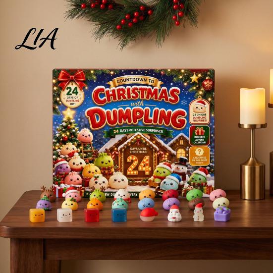 Squeeze Dumplings Toys for Christmas Countdown Advent Calendar with 24Pcs Dumplings, Soft Sensory Fidget Kids Adults, Holiday Decoration